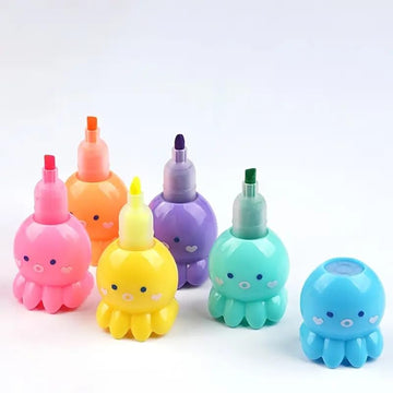 SEDLAV 6-Pack of Small Octopus-Shaped Highlighters - Vivid Colors with Precision 3mm Tip – Perfect Study Tool