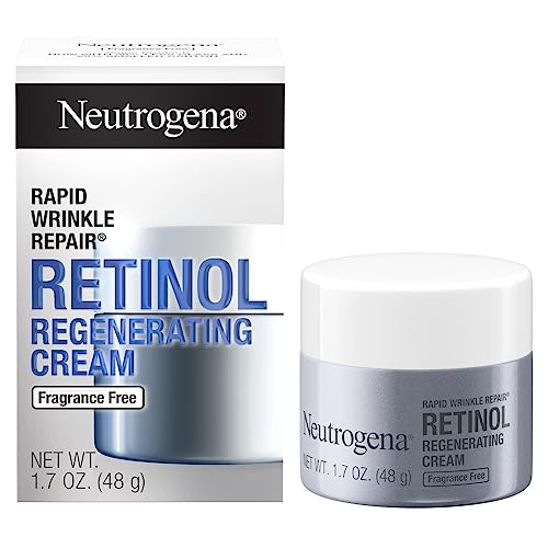 Neutrogena Rapid Wrinkle Repair Retinol Face Moisturizer, Fragrance Free, Daily Anti-Aging Face Cream with Retinol & Hyaluronic Acid to Fight Fine Lines, Wrinkles, & Dark Spots, 1.7 oz