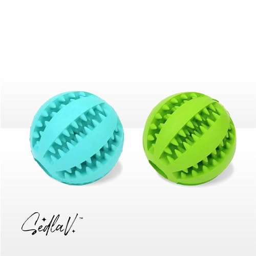 SEDLAV Dog Ball Toy - Natural Rubber Chew Toy for Dogs with Mint Flavor - Durable Portable Teeth Care Enhancer to Improve IQ - Mint Flavored Dog Ball for Healthy Entertainment