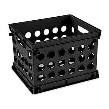 Sterilite 16959012 Stackable Storage Organizer Mini Crate Set with Integrated Handles for Home, Office, Dorm, and Classroom Storage, Black, 48 Pack