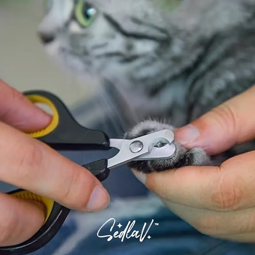 SEDLAV Dog & Cat Nail Clippers with Safety Guard - Ergonomically Designed, Lightweight Non-Slip Handles, Stainless Steel Sharp Blades - Free Hidden Nail File in Handle, Unlock Protection