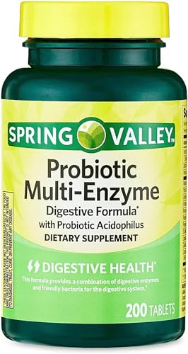 Spring Valley Multi-Enzyme Probiotic 200 Tablets + Your Vitamin Guide | Pack of 2 | 400 Count Tablets