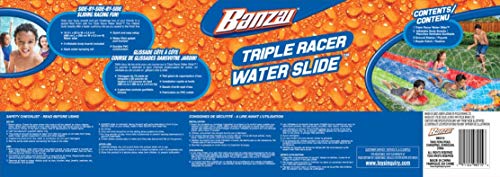 BANZAI Triple Racer Water Slide 3 racing lands and splash pool