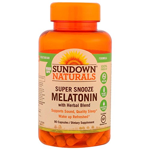 Sundown Naturals Super Snooze Melatonin, 90 Capsules Each (Pack of 5)