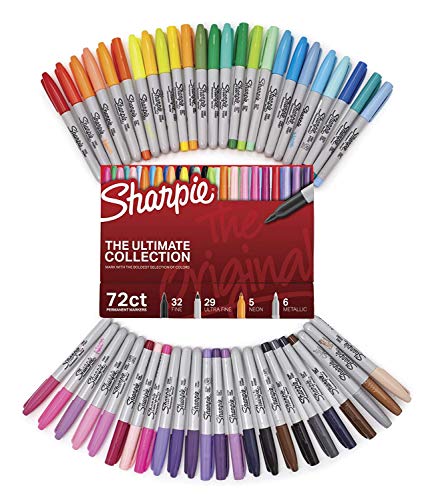 Sharpie Permanent Markers Ultimate Collection, Fine and Ultra Fine Points, Assorted Colors, 72 Count - 2 Pack