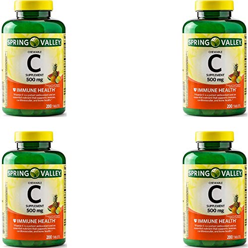 Spring Valley - Vitamin C Multiple Fruit Flavors 500 mg, 200 Chewable Tablets (4 Pack)