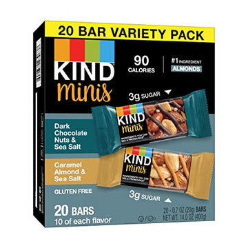 KIND Bar Minis, Dark Chocolate Nuts & Sea Salt/Caramel Almond & Sea Salt, Variety Pack, Gluten Free, 100 Calories, Low Sugar, 80 Count