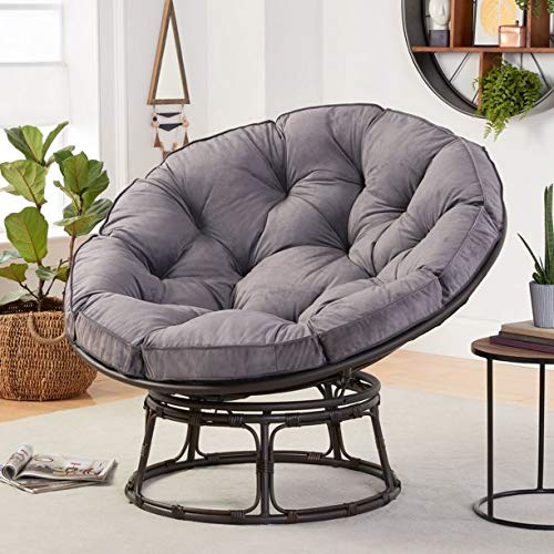 Better Homes & Gardens Papasan Chair with Fabric Cushion,Adjustable Height, Charcoal Gray