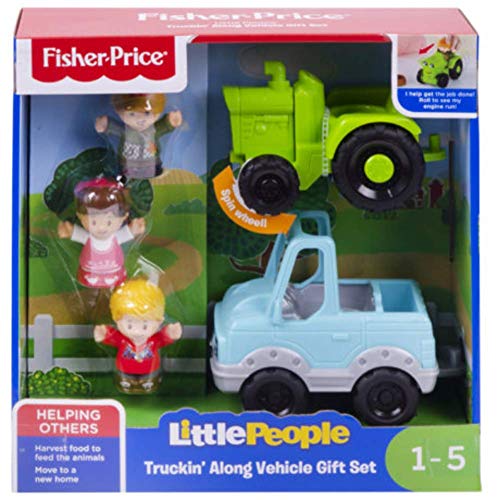 Fisher-Price Little People Truckin' Along Vehicle Gift Set with Tractor and Truck