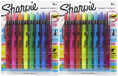 Sharpie Accent Pen-Style Retractable Highlighters-Assorted-8 ct, 2 pk