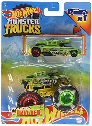 Hot Wheels Monster Trucks, 1:64 2-Pack Invaders, Toy Vehicle for Kids Ages 3 and Up