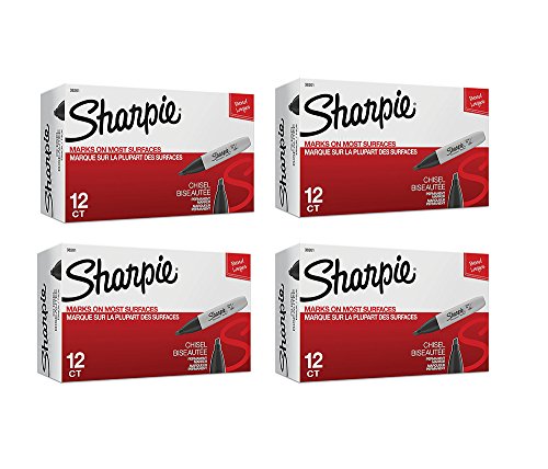 Sharpie Chisel Tip Permanent Markers, Select Color 12 Count (4 Pack)