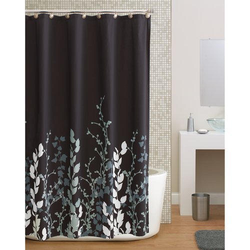 Trends Beautiful Black White Nature Vine Leaf Fabric Shower Curtain