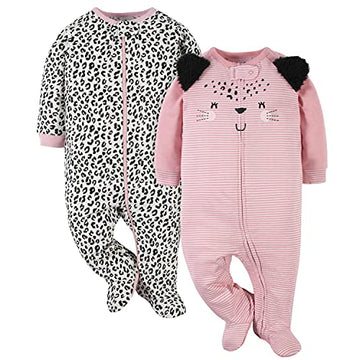 Gerber Baby Girls 2-Pack Sleep 'N Play Leopard Pink 3-6 Months