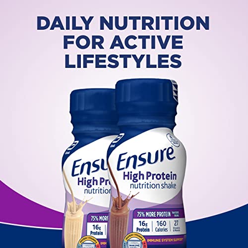 Ensure High Protein Nutritional Shake, 16g Protein, Meal Replacement Shakes, With Nutrients to Support Immune System Health, Strawberry, Liquid, 8 Fl Oz (Pack of 24)