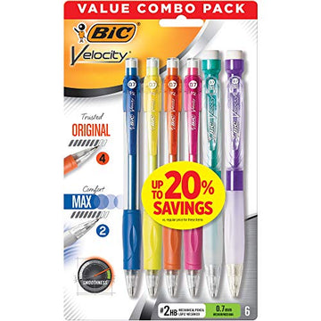 BIC Velocity Original + BIC Velocity Max Mechanical Pencil Combo Pack, 6 Count