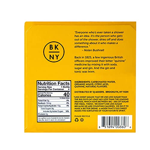 Q Mixers Premium Tonic Water: Real Ingredients & Less Sweet , 6.7 Fl oz, Pack of 24 (Only 40 Calories per Bottle)