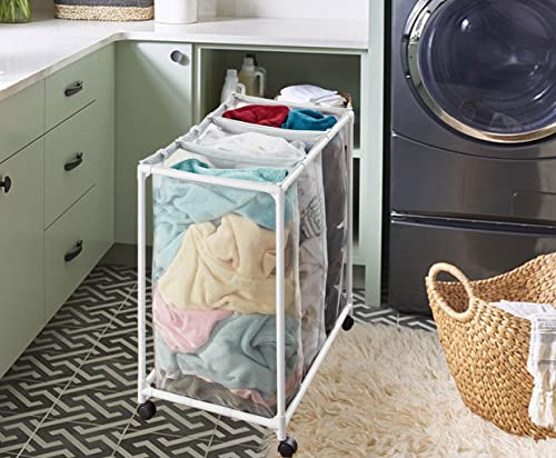 SEDLAV 3 Bag Mesh Rolling Sorter Laundry Cart