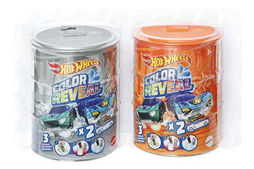 Hot Wheels Color Reveal Multipack with 2 Surprise Cars That Change Deco in Warm & ICY Cold Water, Dunking Barrel, Toy for Kids 3 Years & Up