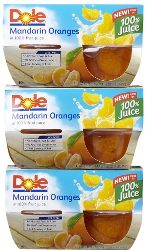 Dole Fruit Bowls, Mandarin Oranges in Light Syrup, 4 oz, 4 ct