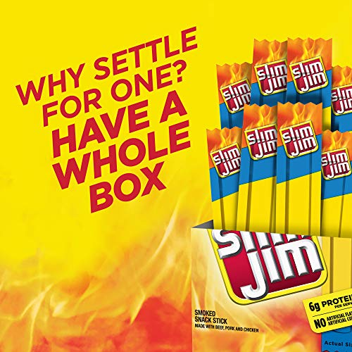 Slim Jim Mild Snack Sticks, Easy, On-the-Go School, Work and Travel Snacks, 0.28 OZ Meat Snacks, 14 Count Box