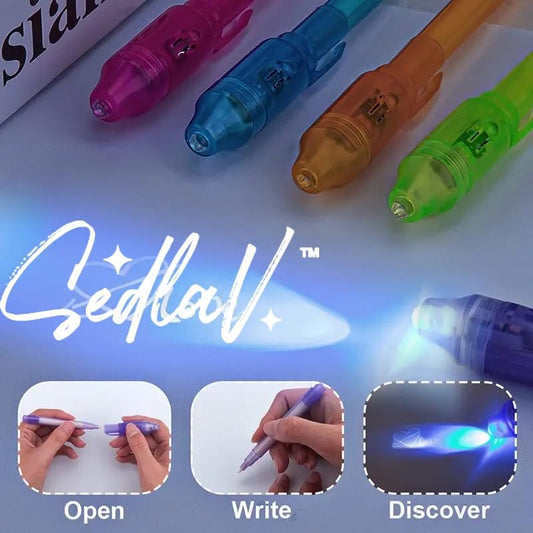 SEDLAV Invisible Ink Spy Pen Set with UV Light - Secret Message & Goodies Bags Toy, Assorted Colors - Back to School, Kawaii Stationery, Fun Writing Pens