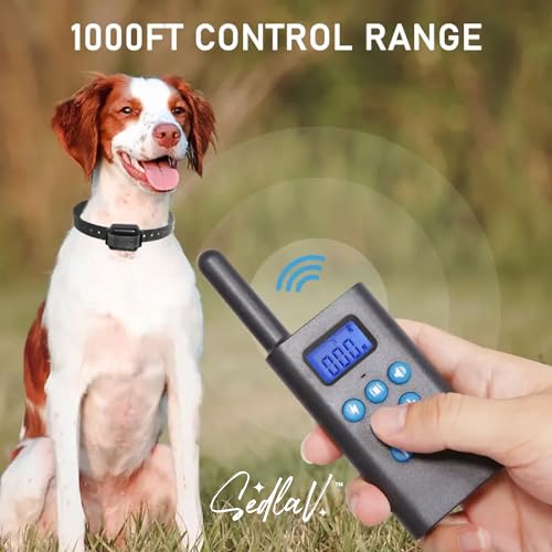 SEDLAV Premium Waterproof Dog Shock Trainer Collared with Remote for 10-100lbs Dogs, 1000ft Range, Four Modes - Beep (Beginner), Light (Night Training), Vibration and Shock (1-100 Levels)