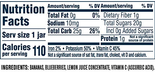 Gerber Natural for Baby Wonder Foods 2nd Foods Baby Food Jar, Banana Blueberry, Made with Natural Fruit & Vitamin C, Non-GMO Baby Food, 4-Ounce Glass Jar (Pack of 10)