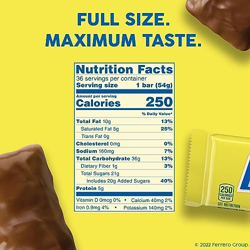 Butterfinger, Chocolatey, Peanut-Buttery, Full Size Individually Wrapped Candy Bars, 1.9 oz each, Bulk 36 Pack