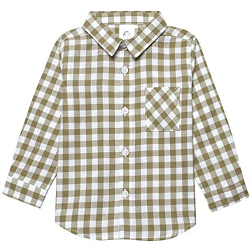 Gerber Baby and Toddler Boys Long Sleeve Button Up Plaid Shirt, Tan Plaid, 24 Months