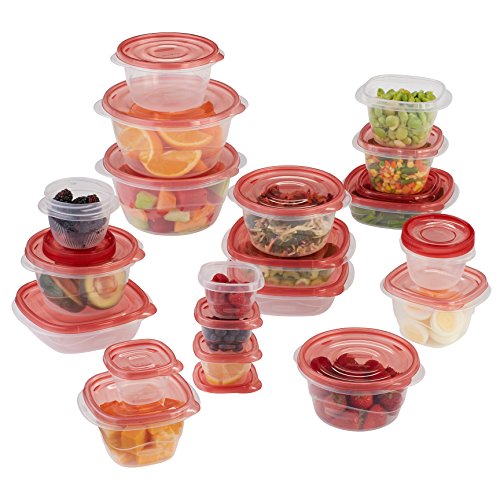 Rubbermaid TakeAlongs Assorted Food Storage Containers, Tint Chili, 40-Piece Set