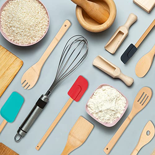 SEDLAV Kitchen Utensils Bamboo Set 9 pieces wood wooden tools with silicone spatulas for cooking