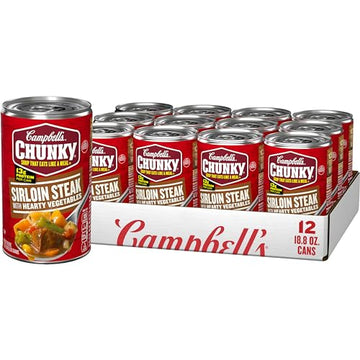 Campbell’s Chunky Soup, Sirloin Steak With Hearty Vegetables Soup, 18.8 Oz Can (Case of 12)