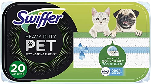 Swiffer Sweeper Pet Heavy Duty Wet Mopping Cloths Refills, Fresh Scent, 20 Count (Pack of 2)