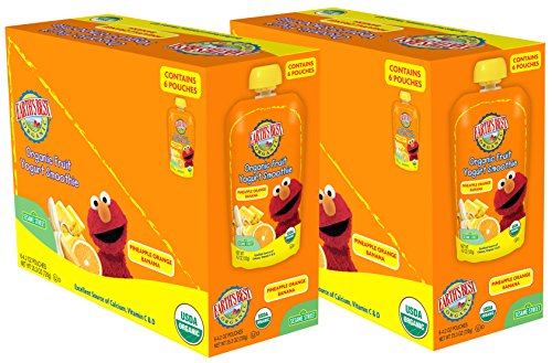 Earth's Best Organic Sesame Street Toddler Fruit Yogurt Smoothie, Pineapple, Orange and Banana, 4.2 oz. Pouch (Pack of 12)