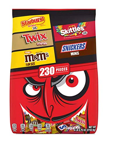 M&M's Mars Variety Candy, Minis & Fun Size Halloween Bulk Variety Pack (230 ct.), 2742.9g
