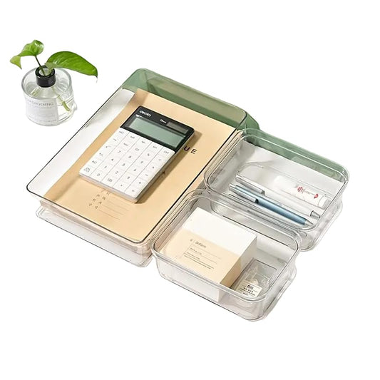 SEDLAV Versatile Clear Plastic Drawer Organizers Set for Vanity, Bathroom, Bedroom, Kitchen, and Office