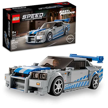 LEGO Speed Champions 2 Fast 2 Furious Nissan Skyline GT-R (R34), Race Car Toy Model Building Kit, Collectible with Racer Minifigure, 2023 Set for Kids, Boys and Girls Ages 9 and Up 76917