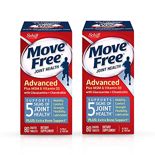 Move Free Glucosamine and Chondroitin Plus MSM & D3 Advanced Joint Health Supplement Tablets, 160 Count (Pack of 2)