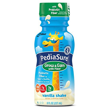 PediaSure Grow & Gain with Fiber Nutrition Shake For Kids, Vanilla, 8 fl oz (Pack of 6)