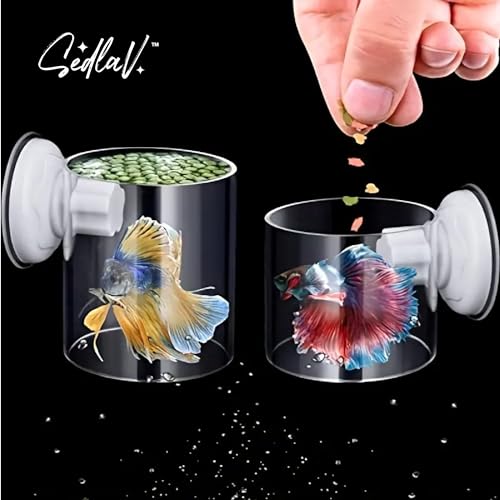 SEDLAV Automatic Aquarium Shrimp Feeder & Coral Feeder - Acrylic Feeder Dish with Suction Cup for Small Fish Tank - Practical & Adjustable, Prevent Floating Food - Ideal for Flake
