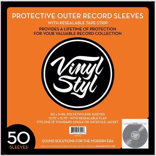 Vinyl Styl® 12 Inch Outer Record Sleeves - Resealable Flap - 500 Count (Clear) (50 Count)