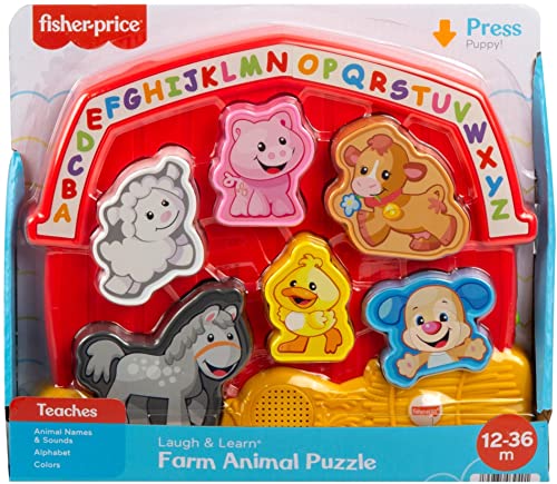 Fisher-Price Laugh & Learn Toddler Shape Sorting Toy Farm Animal Puzzle With Music & Sounds For Ages 1+ Years,Red