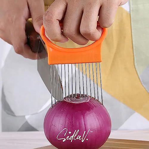 SEDLAV Stainless Steel Onion Holder for Slicing - Versatile Vegetable Chopper, Mandoline Slicer for the Kitchen, Food Chopper, Chopper Vegetable Cutter - Ideal for Onions