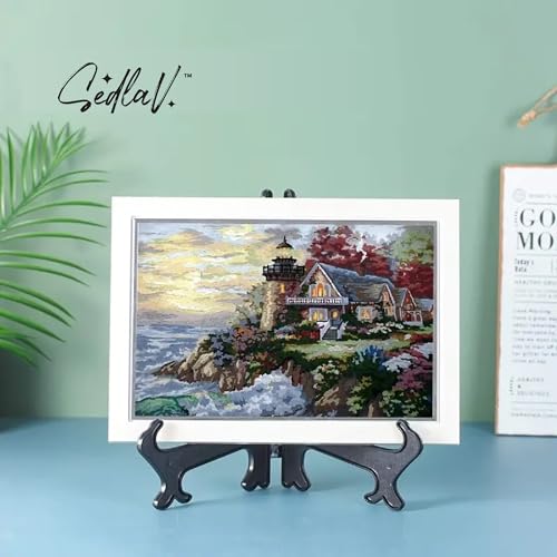 SEDLAV Decorative Plate Stand Holder Plastic Picture Easel Display Stand Picture Frame Stand Black Gold