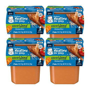 Gerber Baby Food, 2nd Foods, 8 OZ (Chicken & Rice, Pack - 4)