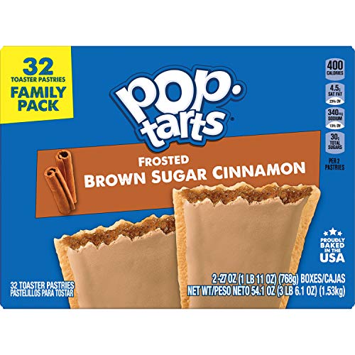 Kellogg's Pop-Tarts Frosted Brown Sugar Cinnamon - Toaster Pastries Breakfast for Kids, Family Pack (32 Count), 56.4 Ounce