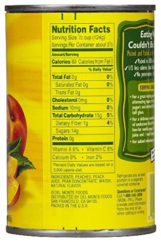 Del Monte Peaches Sliced Yellow Cling 100% Juice, 15 oz, 3 pk