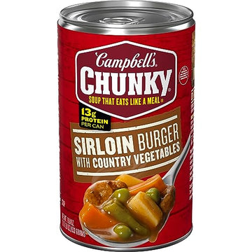 Campbell’s Chunky Soup, Sirloin Burger With Country Vegetable Beef Soup, 18.8 Oz Can