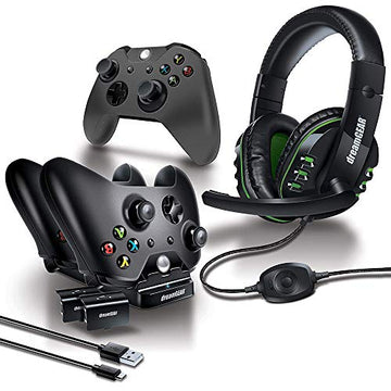 dreamGEAR 8 in 1 Gamers Kit for XBOXONE: Includes Charging dock/USB/Gaming Headset/Protective Covers and (2) 800 mah Rechargeable batteries (6631)